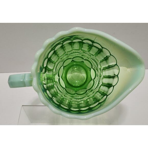 Vintage Moser Eye Winker Green Glass Opalescent Pitcher - Picture 5 of 10